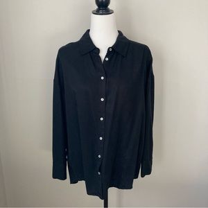 Zara Woman Premium Denim Collection Black Long Sleeve Button Closure Shirt
